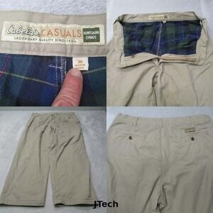 Cabelas Casual Huntsman Chino Men 38x28 Cream Canvas Boot Hunting Flannel‎ Lined
